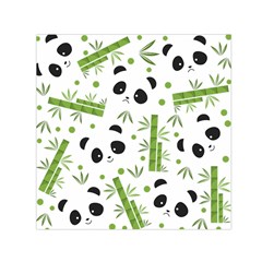 Giant Panda Bear Green Bamboo Square Satin Scarf (30  X 30 ) by Salman4z