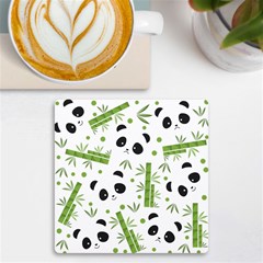 Giant Panda Bear Green Bamboo Uv Print Square Tile Coaster  by Salman4z