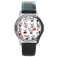 Giant Panda Bear Cuteness Round Metal Watch by Salman4z