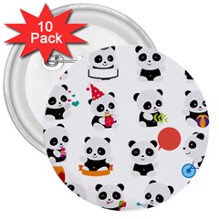 Giant Panda Bear Cuteness 3  Buttons (10 pack) 