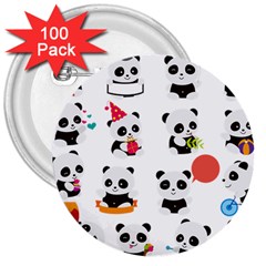 Giant Panda Bear Cuteness 3  Buttons (100 pack) 