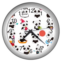 Giant Panda Bear Cuteness Wall Clock (silver) by Salman4z