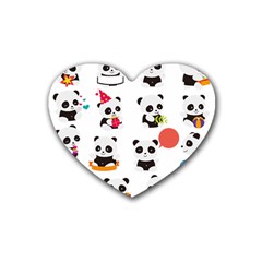 Giant Panda Bear Cuteness Rubber Coaster (Heart)