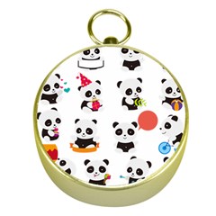 Giant Panda Bear Cuteness Gold Compasses by Salman4z