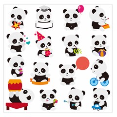 Giant Panda Bear Cuteness Square Satin Scarf (36  x 36 )