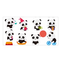 Giant Panda Bear Cuteness Satin Shawl 45  x 80 