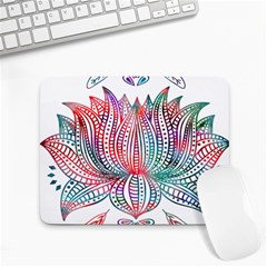 Lotus Feathers Boho Watercolor Small Mousepad by Salman4z