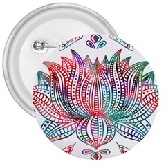 Lotus Feathers Boho Watercolor 3  Buttons by Salman4z