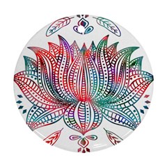 Lotus Feathers Boho Watercolor Ornament (round) by Salman4z