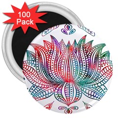 Lotus Feathers Boho Watercolor 3  Magnets (100 Pack) by Salman4z