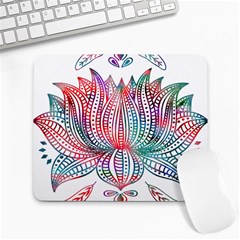 Lotus Feathers Boho Watercolor Large Mousepad by Salman4z