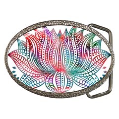 Lotus Feathers Boho Watercolor Belt Buckles by Salman4z