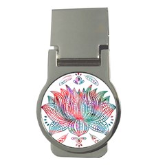 Lotus Feathers Boho Watercolor Money Clips (round)  by Salman4z