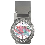 Lotus Feathers Boho Watercolor Money Clips (CZ)  Front