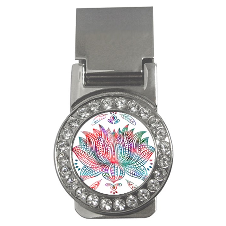 Lotus Feathers Boho Watercolor Money Clips (CZ) 