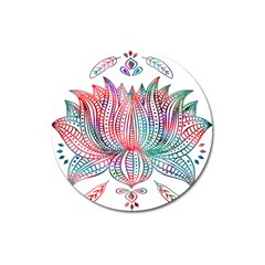 Lotus Feathers Boho Watercolor Magnet 3  (round) by Salman4z