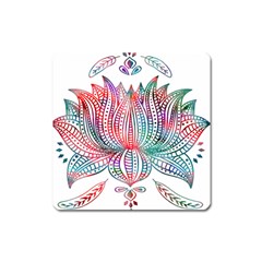 Lotus Feathers Boho Watercolor Square Magnet by Salman4z