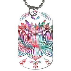 Lotus Feathers Boho Watercolor Dog Tag (two Sides) by Salman4z