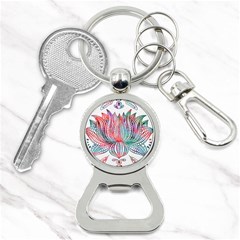 Lotus Feathers Boho Watercolor Bottle Opener Key Chain by Salman4z