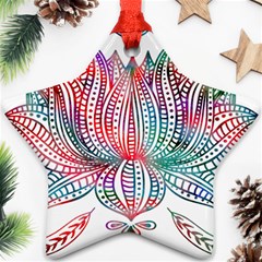 Lotus Feathers Boho Watercolor Star Ornament (two Sides) by Salman4z