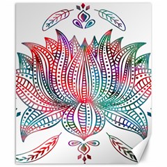 Lotus Feathers Boho Watercolor Canvas 8  X 10  by Salman4z