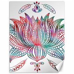 Lotus Feathers Boho Watercolor Canvas 12  X 16 