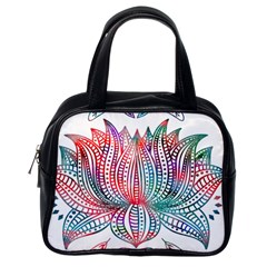 Lotus Feathers Boho Watercolor Classic Handbag (one Side) by Salman4z