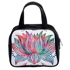 Lotus Feathers Boho Watercolor Classic Handbag (two Sides) by Salman4z