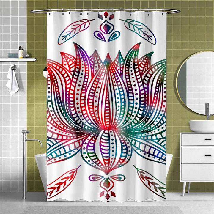 Lotus Feathers Boho Watercolor Shower Curtain 48  x 72  (Small) 