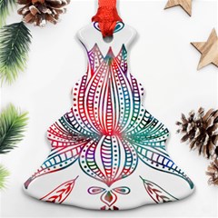 Lotus Feathers Boho Watercolor Christmas Tree Ornament (two Sides)