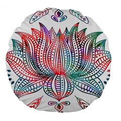 Lotus Feathers Boho Watercolor Large 18  Premium Round Cushions