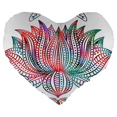 Lotus Feathers Boho Watercolor Large 19  Premium Heart Shape Cushions by Salman4z