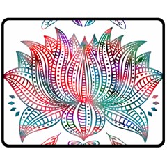 Lotus Feathers Boho Watercolor Two Sides Fleece Blanket (medium) by Salman4z