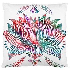 Lotus Feathers Boho Watercolor Standard Premium Plush Fleece Cushion Case (one Side) by Salman4z