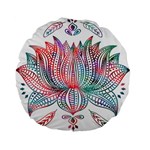 Lotus Feathers Boho Watercolor Standard 15  Premium Flano Round Cushions Back