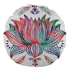 Lotus Feathers Boho Watercolor Large 18  Premium Flano Round Cushions by Salman4z