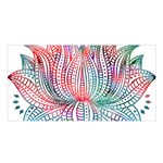 Lotus Feathers Boho Watercolor Satin Shawl 45  x 80  Front