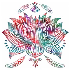 Lotus Feathers Boho Watercolor Wooden Puzzle Square by Salman4z