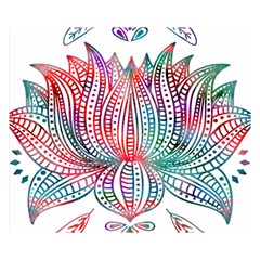 Lotus Feathers Boho Watercolor Premium Plush Fleece Blanket (small)