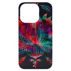 Lotus Feathers Boho Watercolor Iphone 14 Pro Black Uv Print Case by Salman4z