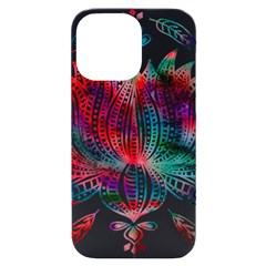 Lotus Feathers Boho Watercolor Iphone 14 Pro Max Black Uv Print Case by Salman4z