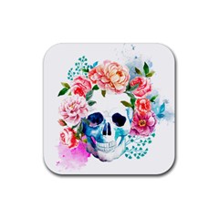 Day Of The Dead Skull Art Rubber Coaster (square) by Salman4z