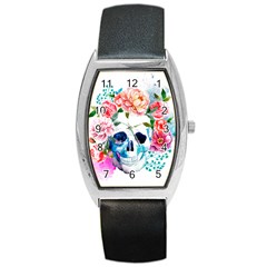 Day Of The Dead Skull Art Barrel Style Metal Watch by Salman4z