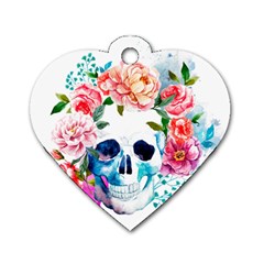 Day Of The Dead Skull Art Dog Tag Heart (two Sides) by Salman4z