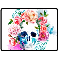 Day Of The Dead Skull Art Fleece Blanket (large) by Salman4z