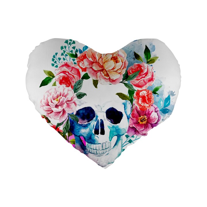 Day Of The Dead Skull Art Standard 16  Premium Heart Shape Cushions