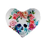 Day Of The Dead Skull Art Standard 16  Premium Heart Shape Cushions Back