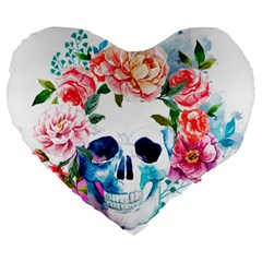 Day Of The Dead Skull Art Large 19  Premium Heart Shape Cushions by Salman4z