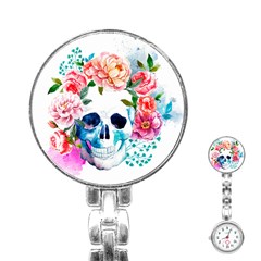 Day Of The Dead Skull Art Stainless Steel Nurses Watch by Salman4z