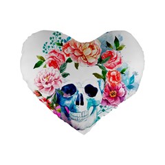 Day Of The Dead Skull Art Standard 16  Premium Flano Heart Shape Cushions by Salman4z